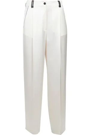 Attic and Barn Straight Trousers, female, , Size: S Wide satin trousers with belt loops