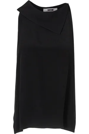 Mauro Grifoni Sleeveless Tops, female, , Size: M Asymmetric Chiffon Blouse with Button Closure