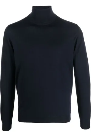 Roberto Collina Turtlenecks, male, , Size: 2XL Navy Merino Wool Turtleneck Sweater