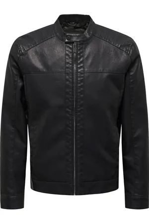 Only & Sons Light Jackets, male, , Size: S Leather Racer Jacket