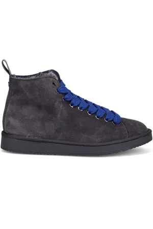 Panchic Sneakers, male, , Size: 7 US Grey Suede Ankle Boots with Blue Laces