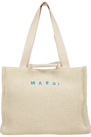 Marni Tote Bags, female, , Size: ONE SIZE Woven Raffia Shoulder Bag