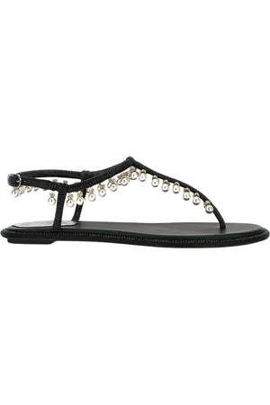 RENE CAOVILLA Flat Sandals, female, , Size: 7 1/2 US Embellished Flat Sandals
