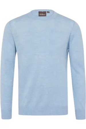 Oscar Jacobson Round-neck Knitwear, male, , Size: L Light Linen Roundneck Sweater