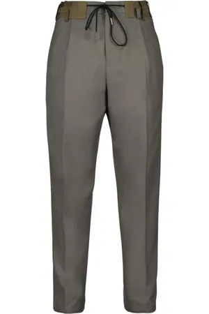 SACAI Slim-fit Trousers, male, , Size: XS Brown Wool Pleated Pants