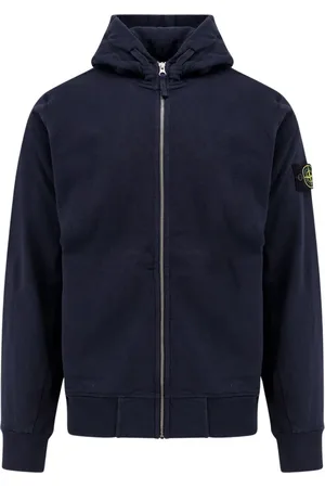 Stone Island Zip-throughs, male, , Size: S Zip Hooded Sweater Cotton