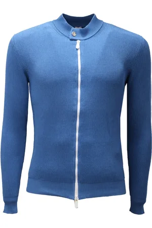 ELEVENTY Cardigans, male, , Size: XS Azure Cotton Fullzip Cardigan Sweater