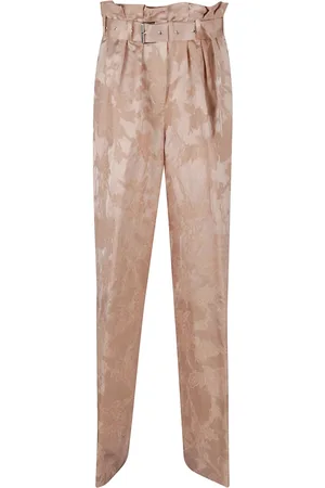 DRIES VAN NOTEN Straight Trousers, female, , Size: S & Purple Linen Blend Trousers