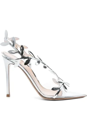 Gianvito Rossi High Heel Sandals, female, , Size: 7 US Silver Calf Leather Composition Shoes