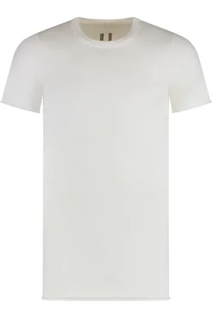 Rick Owens T-Shirts, male, , Size: M Ribbed collar cotton crew-neck T-shirt