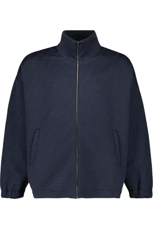 Fendi Light Jackets, male, , Size: M Monogram FF Navy Spring Jacket
