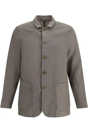Finamore Light Jackets, male, , Size: L Cuban Collar Linen Shirt with Pockets