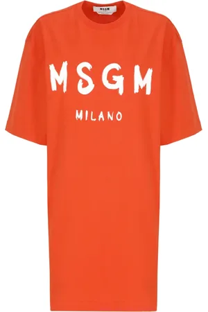 Msgm Short Dresses, female, , Size: S Cotton Dress with Logo