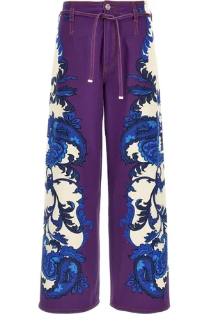 Etro Wide Jeans, female, , Size: W27 High-waisted wide leg printed jeans
