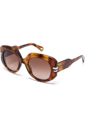 Chloé Sunglasses, female, , Size: ONE SIZE Havana Sunglasses with Crystal