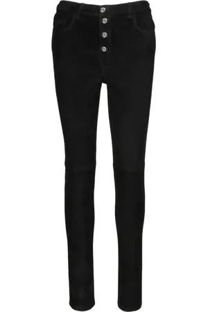 IRO Skinny Jeans, female, , Size: M Slim Suede Trousers with Visible Closure