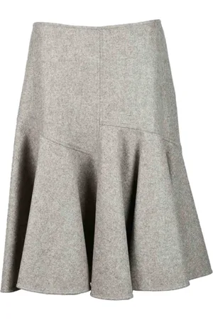 Bottega Veneta Short Skirts, female, , Size: M Wool Longuette Skirt with Zipper Pockets