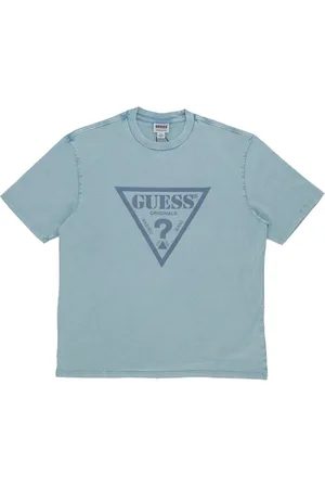 Guess T-Shirts, male, , Size: M Vintage Triangle Tee Aquatic Ocean Multi