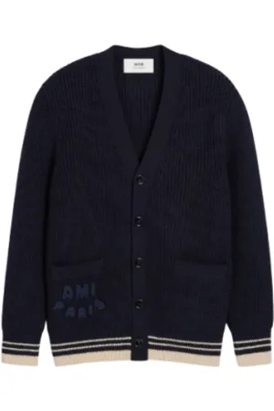 Ami Cardigans, female, , Size: XS Navy Cardigan with Back Pocket