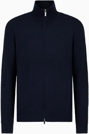 Emporio Armani Turtlenecks, male, , Size: XL Zip Cardigan for Stylish Look