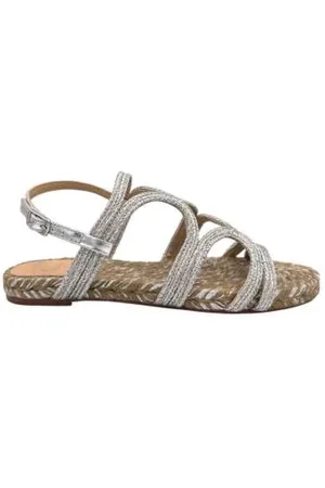 Castaner Flat Sandals, female, , Size: 11 US Handcrafted metallic flat sandal with buckle