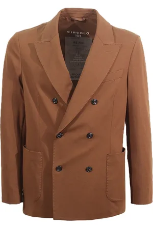 Circolo Blazers, male, , Size: S Peak Lapel Jacket Cocoa