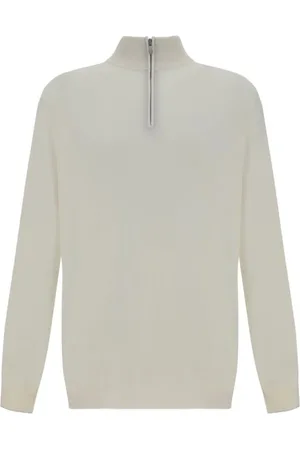 Brunello Cucinelli Cashmere Knitwear, male, , Size: 3XL Cashmere High Collar Zip Sweater