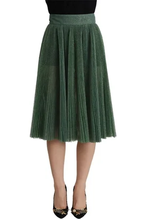 Dolce & Gabbana Midi Skirts, female, , Size: XS Metallic Pleated A-Line Skirt