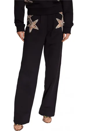 Dsquared2 Straight Trousers, female, , Size: XS Knit pants with star applications