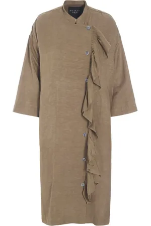 Bitte Kai Rand Shirt Dresses, female, , Size: M Elegant Nutmeg Dress with Vertical Ruffle