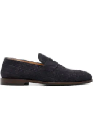 Brunello Cucinelli Loafers, male, , Size: 10 US Blue Flat Shoes Elegant Style