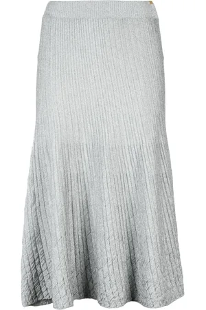 Elisabetta Franchi Midi Skirts, female, , Size: S Flared knit skirt with metallic fibers