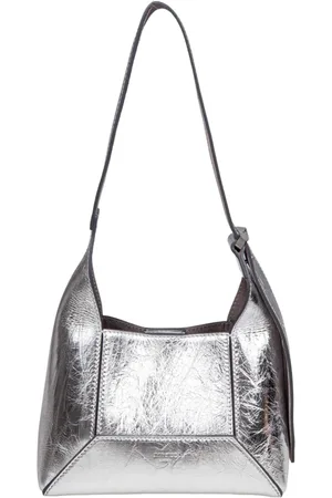 Jimmy Choo Shoulder Bags, female, , Size: ONE SIZE Silver Laminated Leather Shoulder Bag