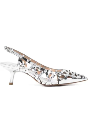 Ash Pumps, female, , Size: 9 US Silver Kitten Heel Flat Shoes