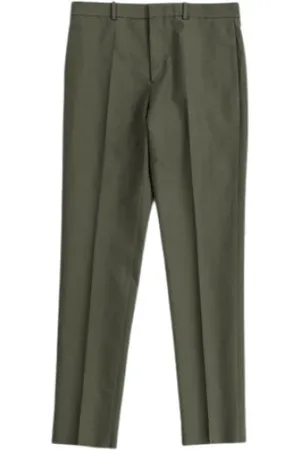 Jil Sander Straight Trousers, male, , Size: L Khaki Straight Leg Cotton Trousers