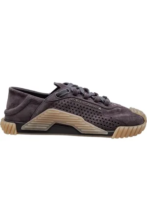Dolce & Gabbana Sneakers, male, , Size: 9 US Lead Grey Suede Sneakers Round Toe