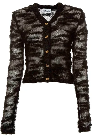Ganni Cardigans, female, , Size: L Alpaca Mohair Boucle Cardigan