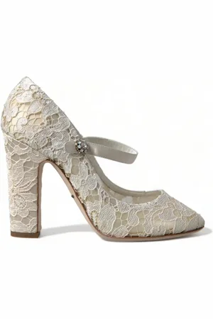 Dolce & Gabbana Pumps, female, , Size: 10 US Elegant Lace Block Heel Sandals