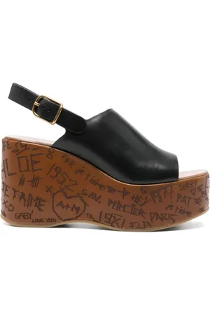 Chloé Wedges, female, , Size: 7 US Iconic Wedge Sandals with Love Messages