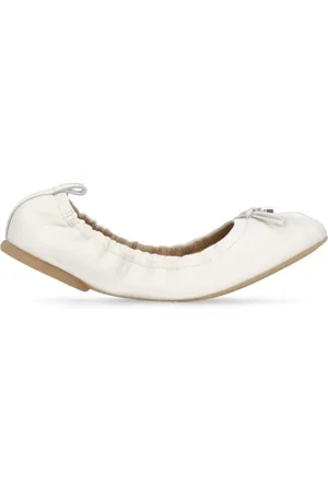 Hogan Ballerinas, female, , Size: 10 US Ivory Leather Ballet Flats with Bow