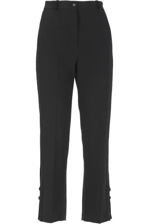 Elisabetta Franchi Straight Trousers, female, , Size: XL Crêpe Pants with Pockets