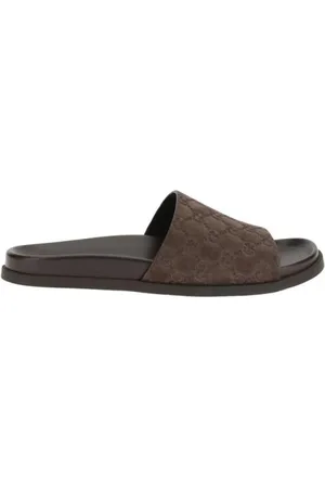 Gucci Sliders, male, , Size: 7 US GG Motif Slider Sandals with Suede
