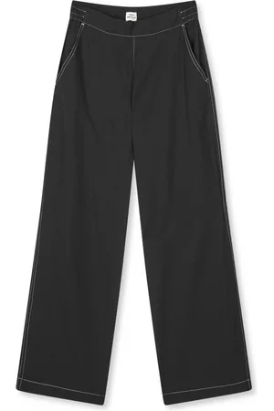 Mads Norgaard Straight Trousers, female, , Size: S Straight-Leg Pants with Elastic Waist