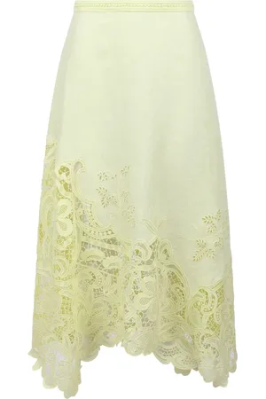 ULLA JOHNSON Midi Skirts, female, , Size: 2XS Floral Lace Midi Skirt