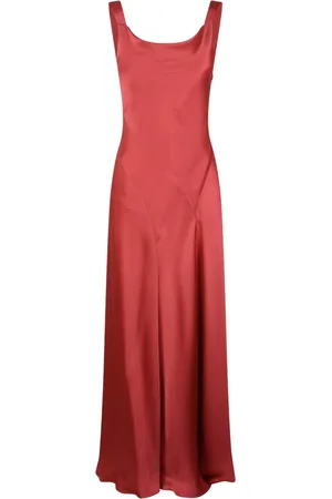 Alberta Ferretti Maxi Dresses, female, , Size: M Silk Satin Long Dress with Cut-Out