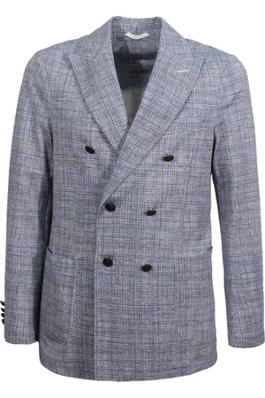 Circolo Blazers, male, , Size: L Peak Lapel Cotton Blazer