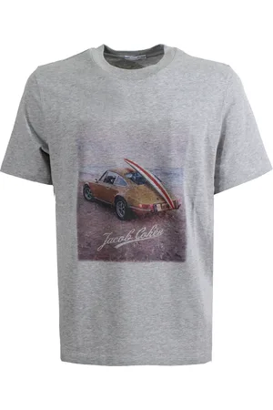 Jacob Cohen T-Shirts, male, , Size: M Grey Crewneck T-shirt with Logo Print