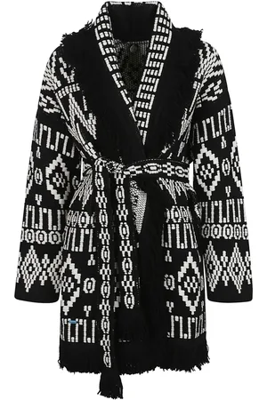 Alanui Cardigans, female, , Size: S Geometric Pattern Sweater with Belt