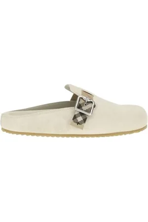 Burberry Mules, male, , Size: 7 US Suede Slip-On Clogs with Check Straps