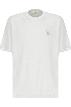 Brunello Cucinelli T-Shirts, male, , Size: M Logo Embroidered Crewneck T-shirt